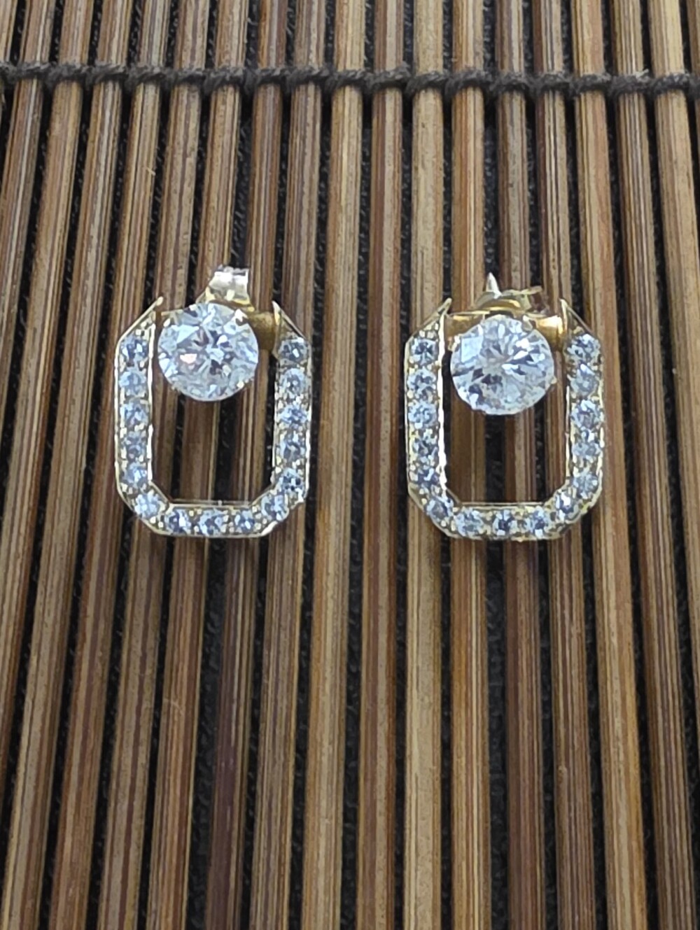 14k Diamond Jacket Yellow Gold Stud Earrings (Vintage)